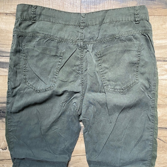 Zara Trafaluc Army Green Loose Trousers w/ Mesh Side Stripe Size 6 - Picture 7 of 13